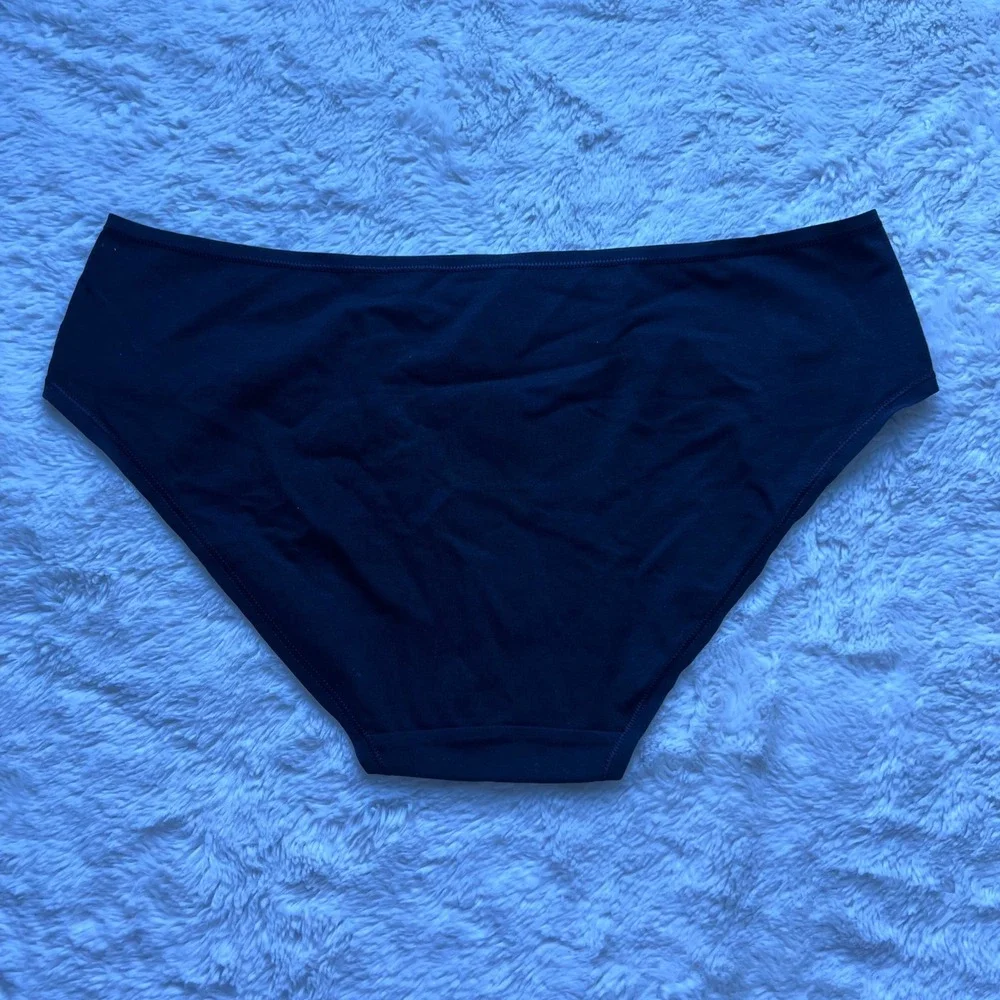 Quince Organic Cotton Bikini Underwear Black Mid Rise Panty EMI001 Womens Size M